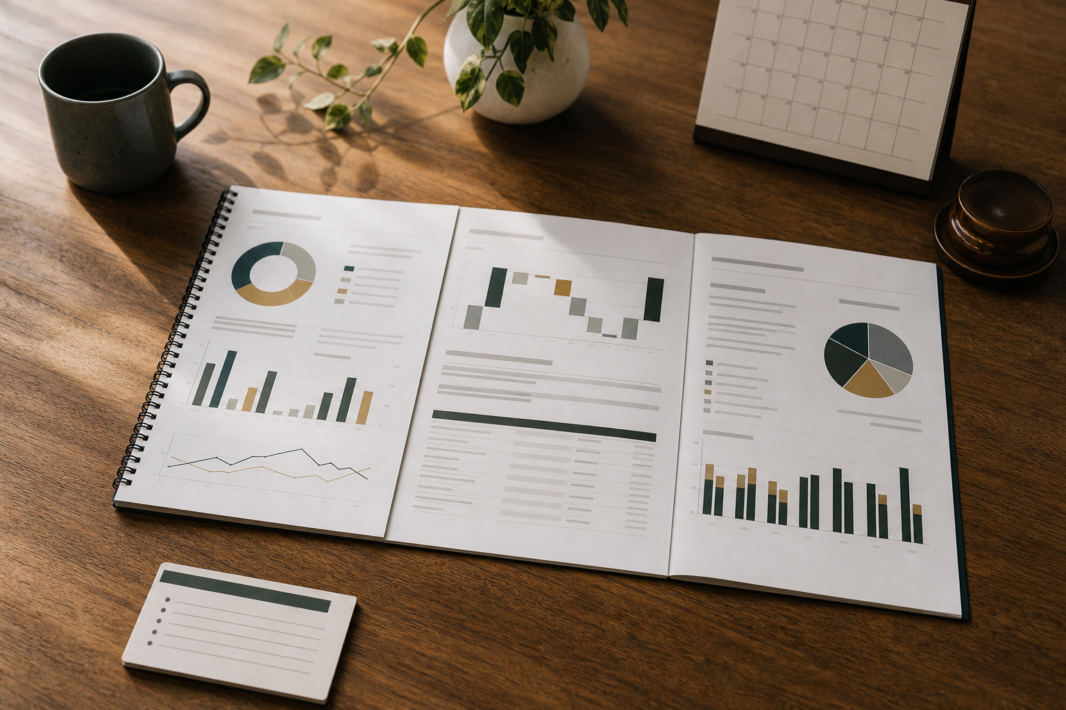 A concise monthly reporting package with cash, profit, and change visuals